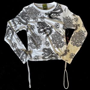 Long sleeve:adjustable side strings, size:small, black/white